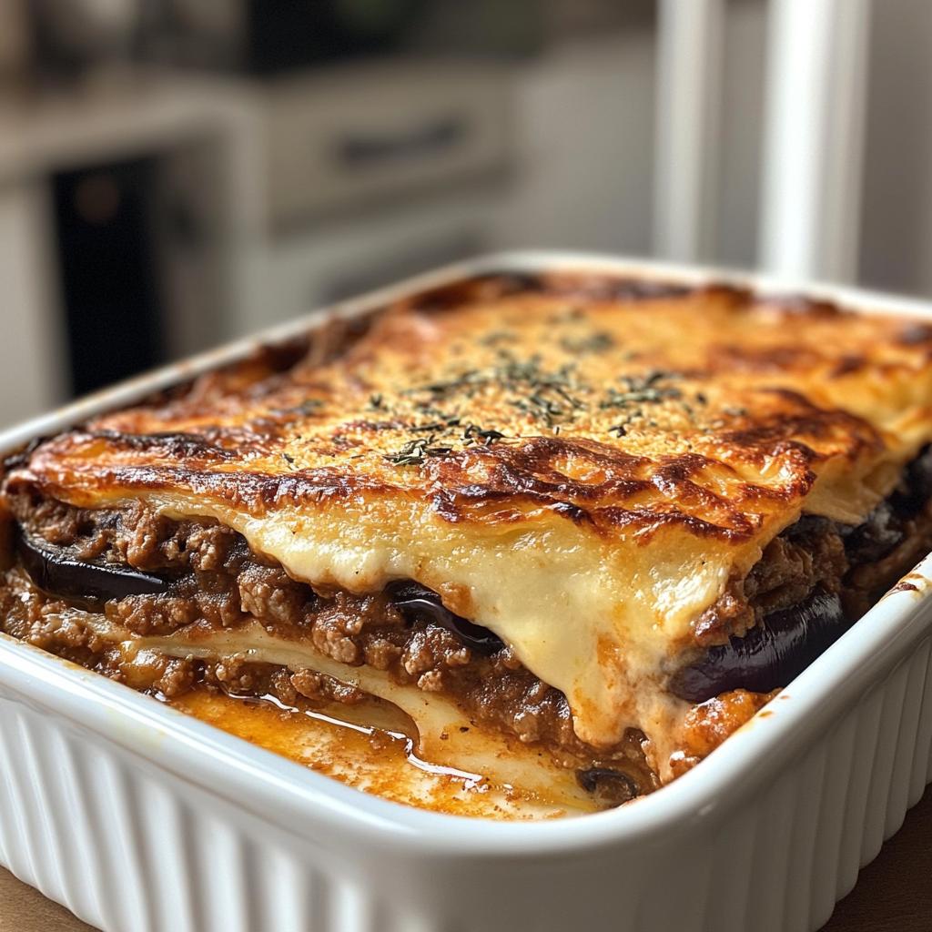Authentic Baked Greek Moussaka with Spiced Lamb