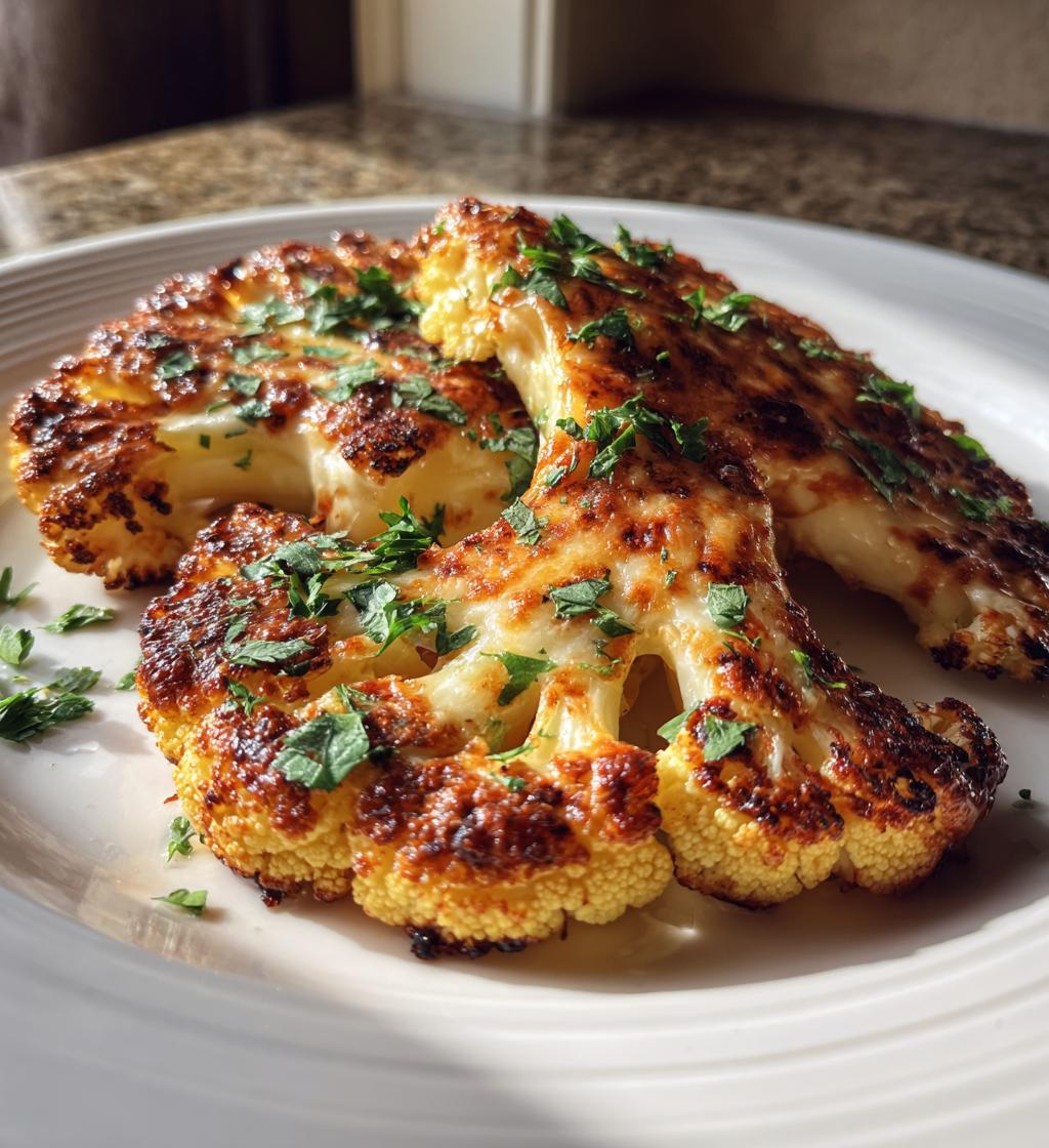 Baked Cauliflower Steaks with Mozzarella