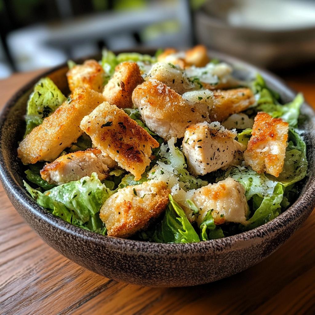 CHICKEN CAESAR SALAD WITH HOMEMADE CROUTONS