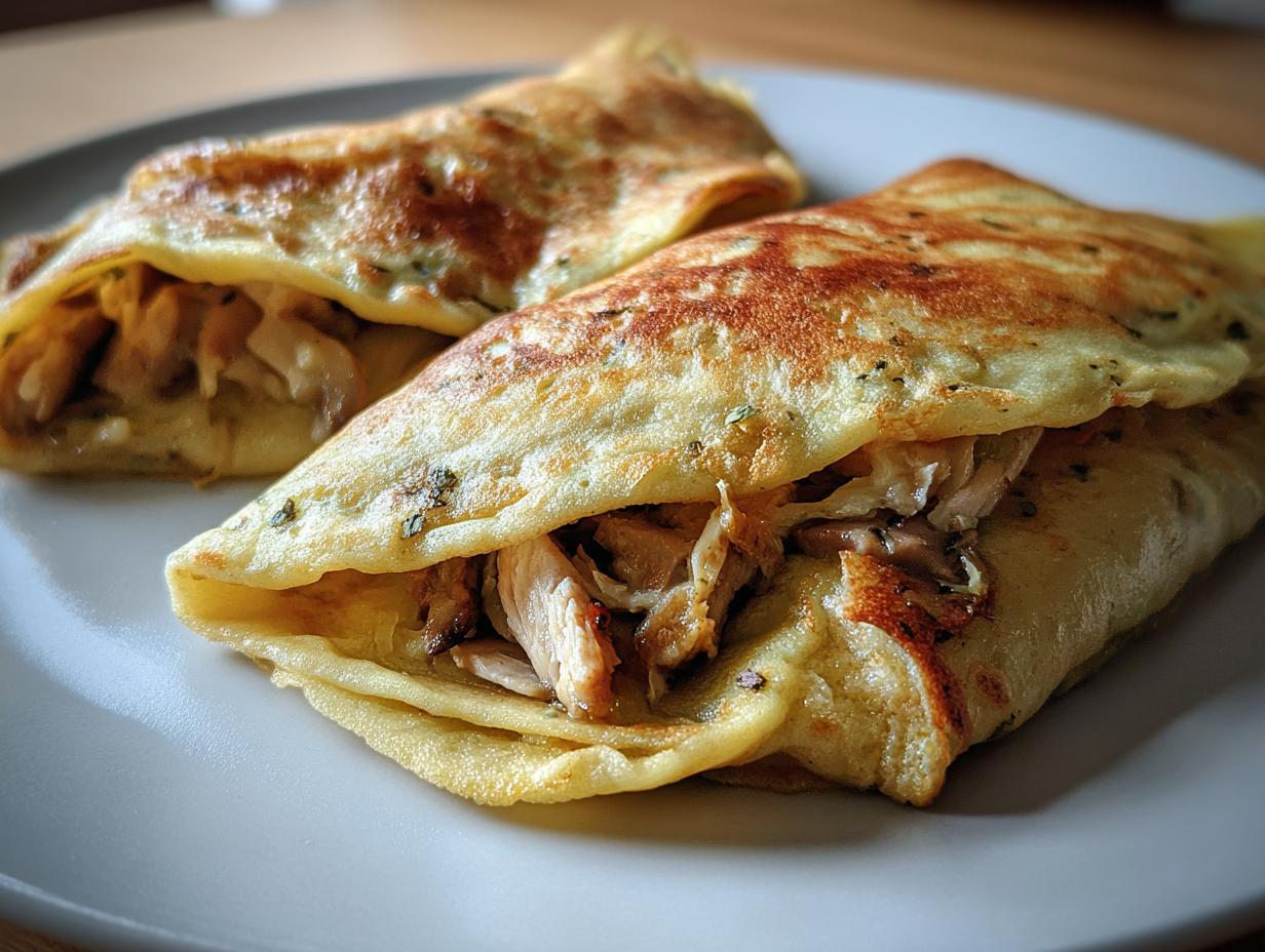 Chicken and Mushroom Pancake in 15 Minutes