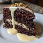 Chocolate Cake with Pistachio and Garlic Cream Sauce (A Delicious Gourmet Dish)