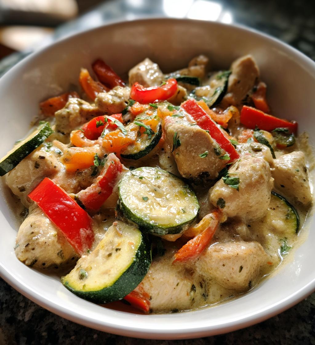 Creamy Chicken with Bell Peppers and Zucchini
