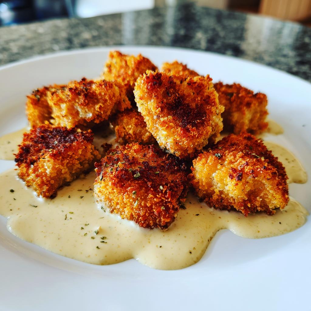 Crispy Parmesan Chicken Bites with Smoked Cajun Alfredo