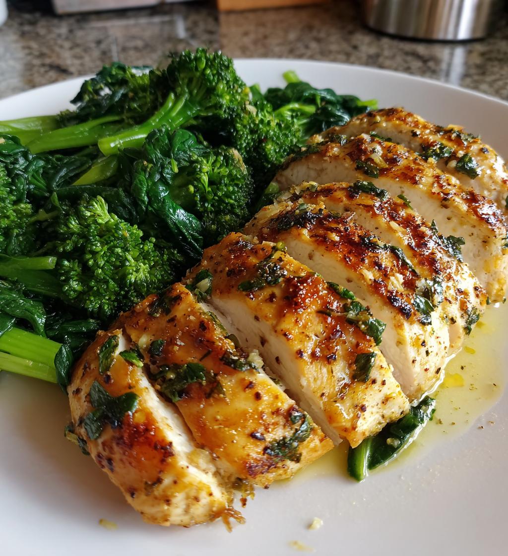 Garlic Chicken with Broccoli & Spinach – Recipe (in German) - detail 1