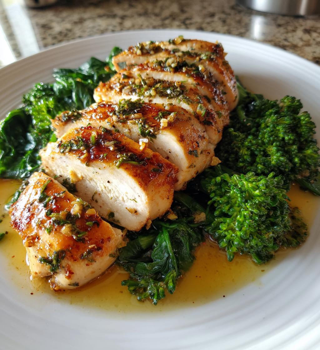Garlic Chicken with Broccoli & Spinach – Recipe (in German)