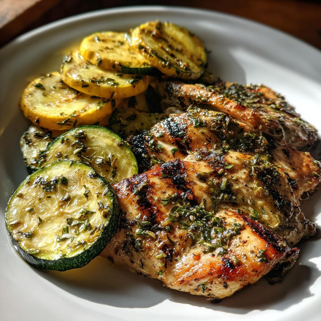 Grilled Lemon-Herb Chicken with Zucchini