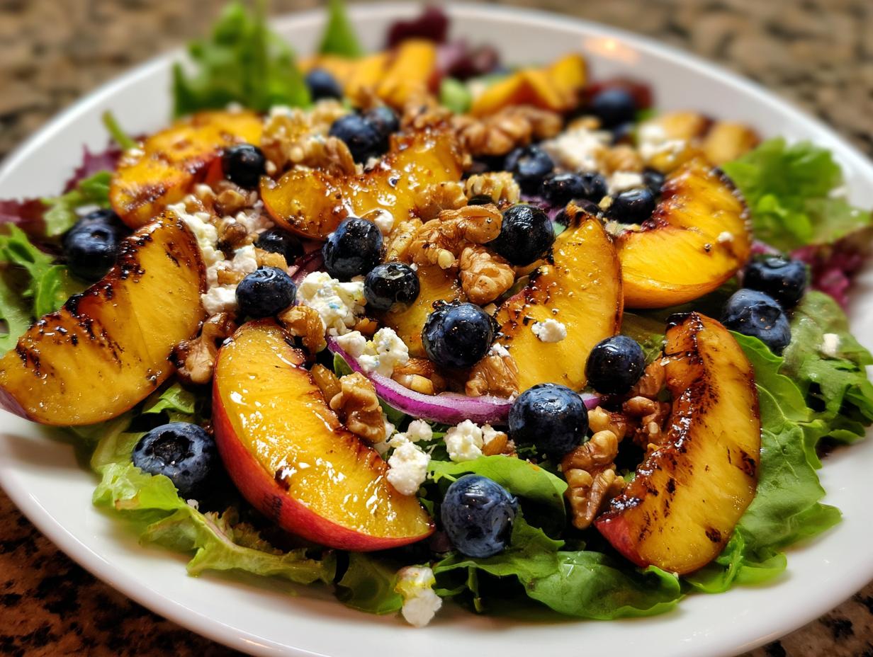 Grilled Peach Blueberry Salad - detail 1
