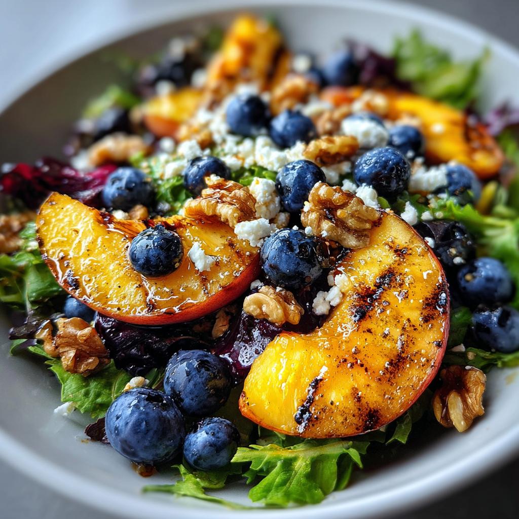 Grilled Peach Blueberry Salad