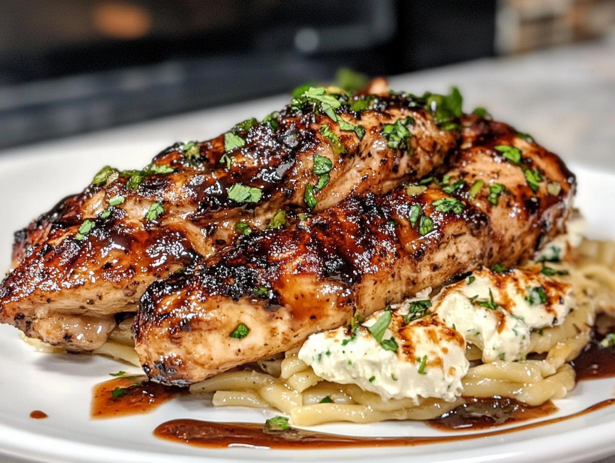 Hot Honey Balsamic Chicken Alfredo with Whipped Feta & Crispy Brussels Chips - detail 1