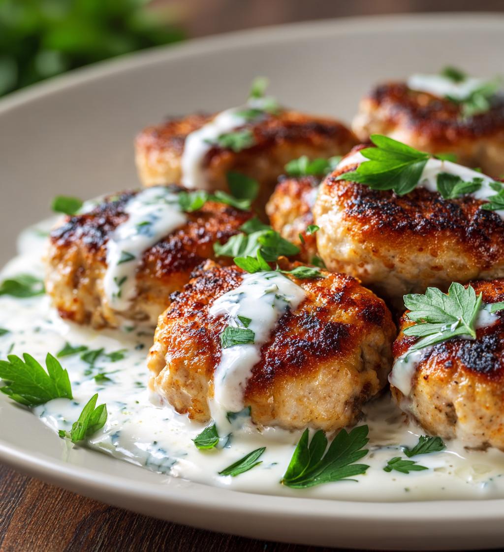 Irresistible Chicken Kofta with Creamy Garlic Yogurt Sauce