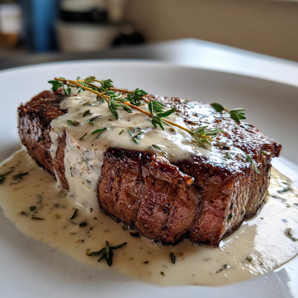 Juicy Steak with Creamy Garlic Sauce - detail 1