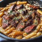 One-Pot Creamy Spicy Garlic Butter Steak & Pasta