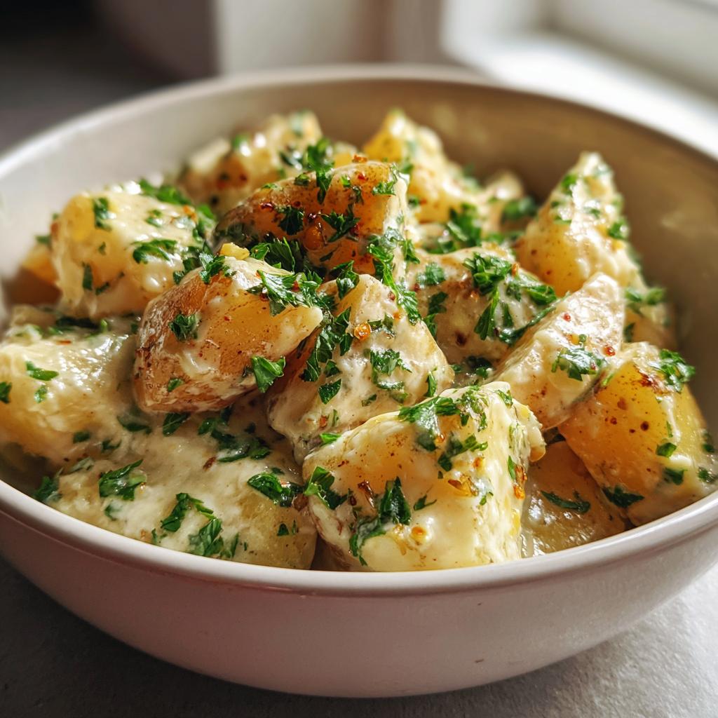 Potatoes in Garlic Cream Sauce
