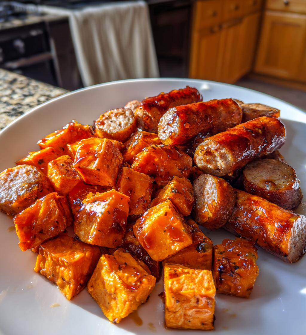 Sausage and Sweet Potatoes with Honey Garlic Sauce - detail 1