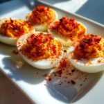 Spicy Chili Garlic Deviled Eggs - Savory Splash