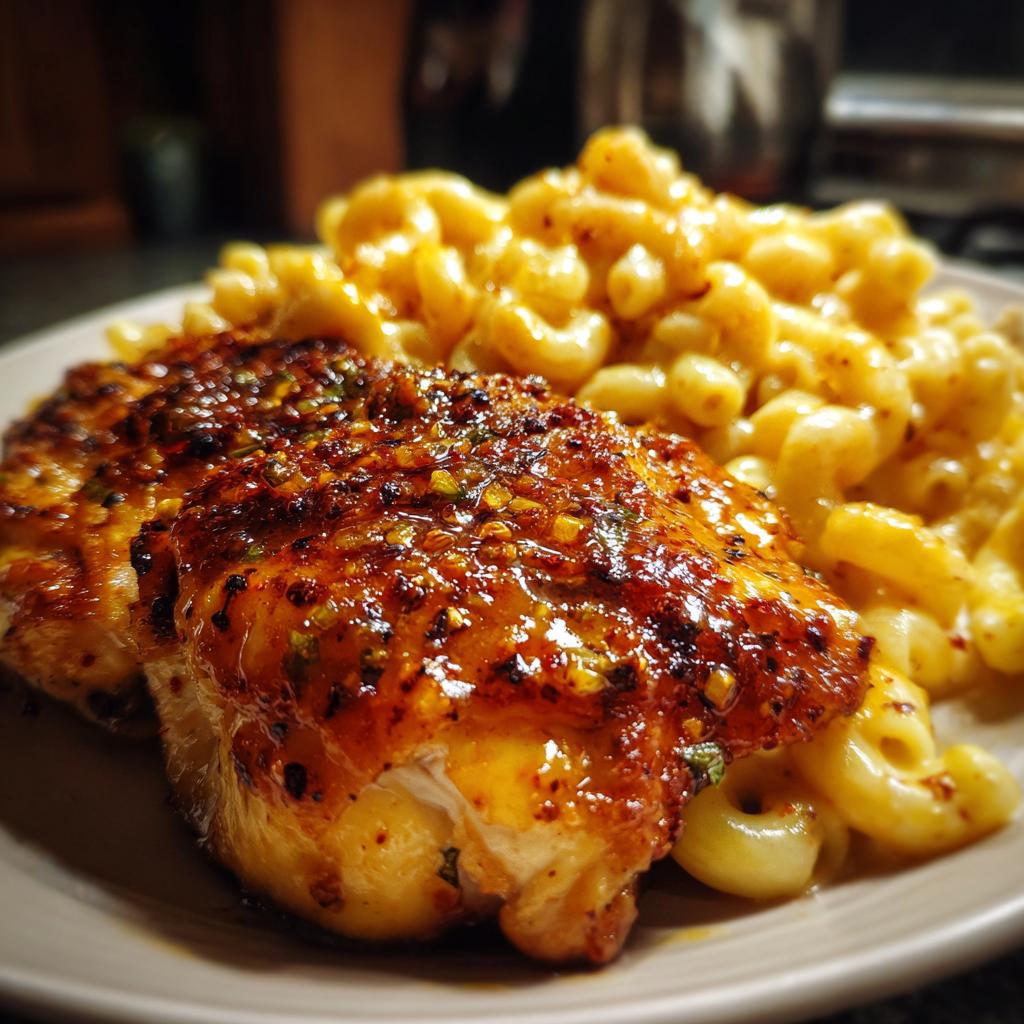 Spicy Honey Chicken with Mac and Cheese
