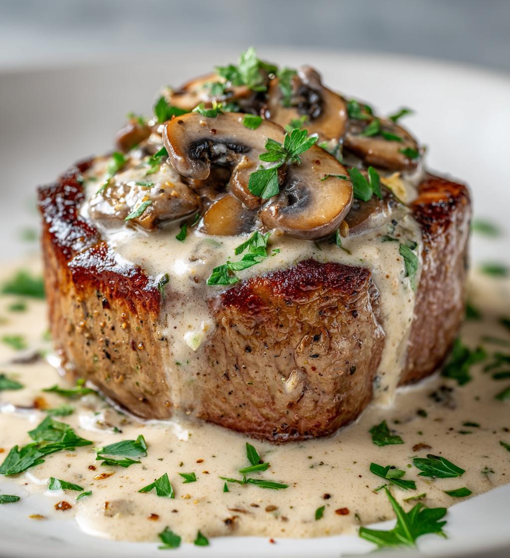 Steak Diane with Mushroom Cream Sauce