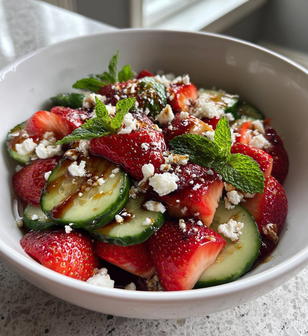 Strawberry and Cucumber Salad with Mint and Feta - detail 1