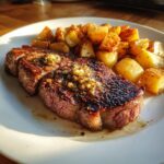 Tender Steak with Garlic Butter and Golden Brown Potatoes