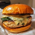 White Cheddar Spinach Chicken Burgers