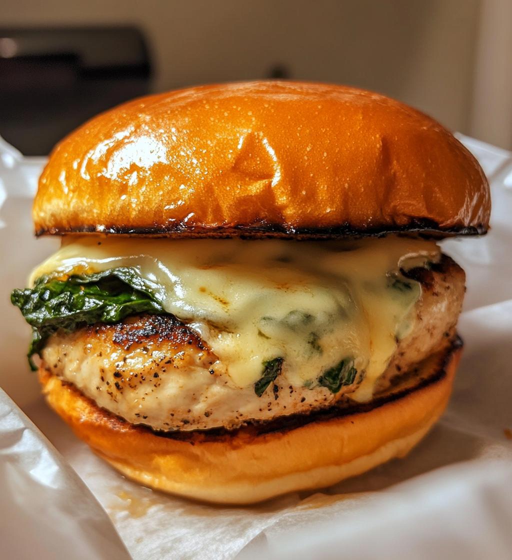 White Cheddar Spinach Chicken Burgers