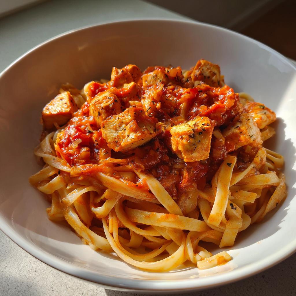 pasta featuring tender cubed chicken fillets mixed - detail 1