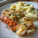 Baked Lobster Tails with Garlic Herb Butter Sauce and Creamy Mashed Potatoes Recipe
