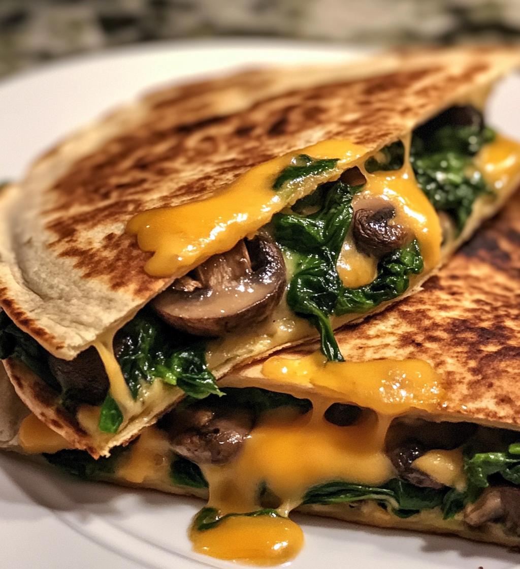 Baked Spinach Mushroom Quesadillas