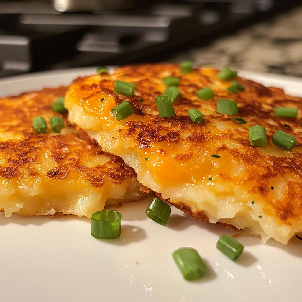 Cheesy Leftover Mashed Potato Pancakes