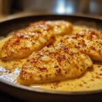 Chicken fillet in a spicy, creamy garlic parmesan sauce