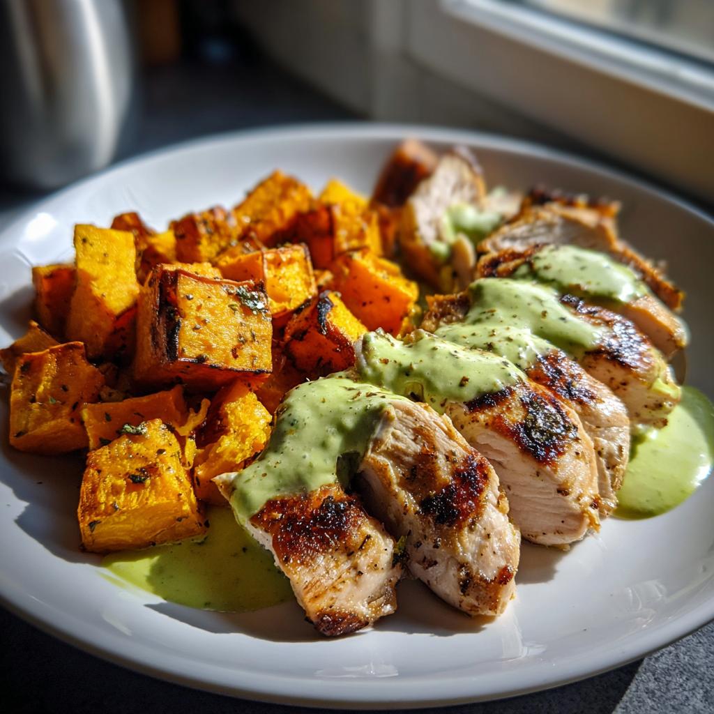 Chicken with Sweet Potatoes and Avocado Sauce