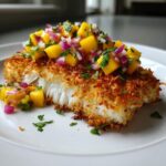 Coconut Crusted Fish with Mango Salsa is a must-try simple, healthy recipe