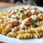 Creamy Velveeta Chicken Rotini Pasta with Mozzarella Garlic Cheese Sauce
