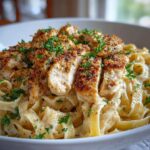 Creamy garlic chicken and Parmesan pasta