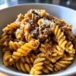 Creamy rotini with ground beef