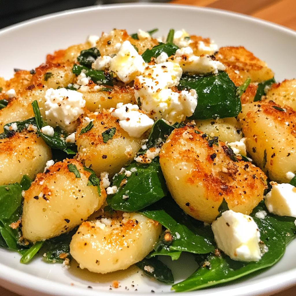 Crispy Gnocchi With Spinach And Feta