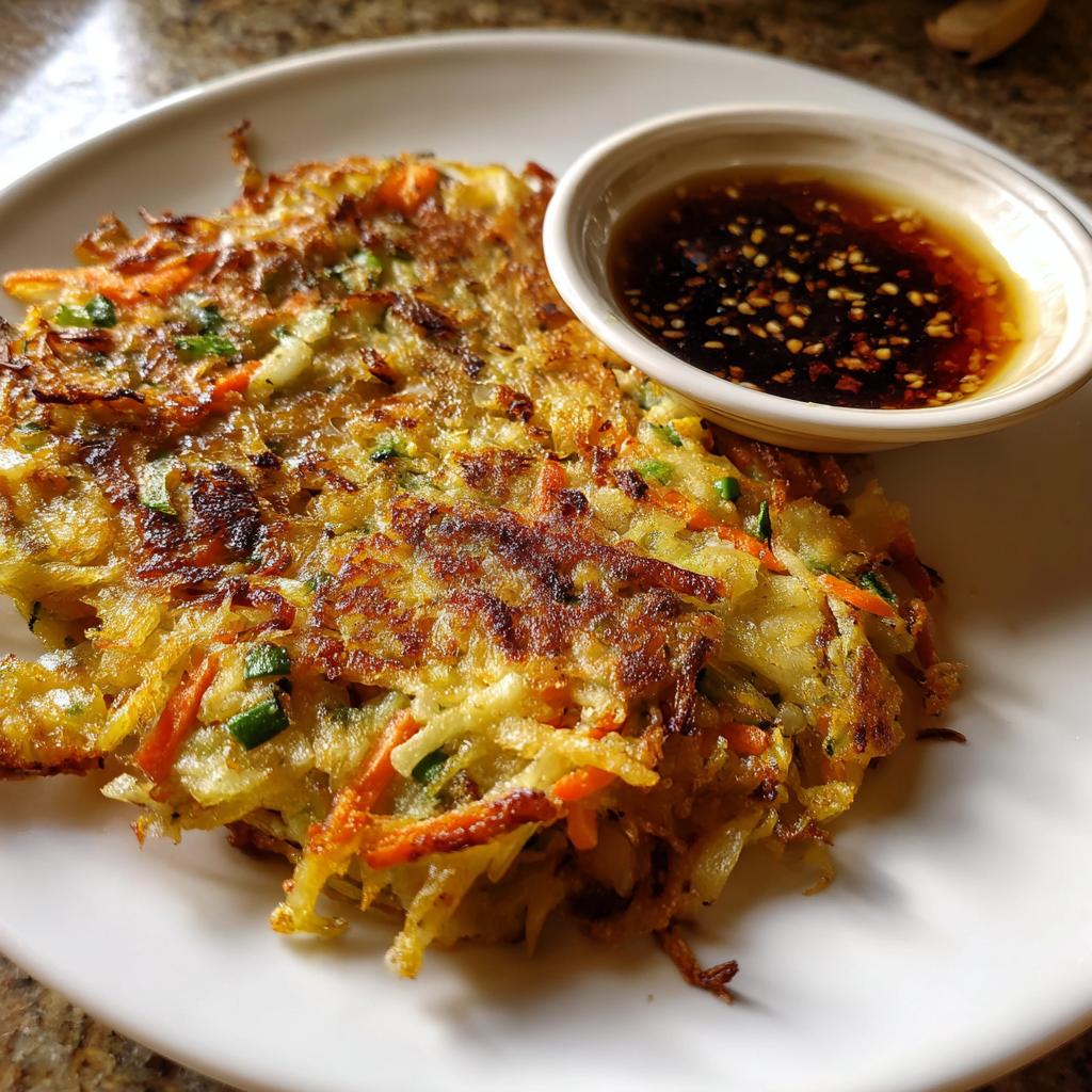 Crispy Vegetable Pancakes with Asian Dipping Sauce