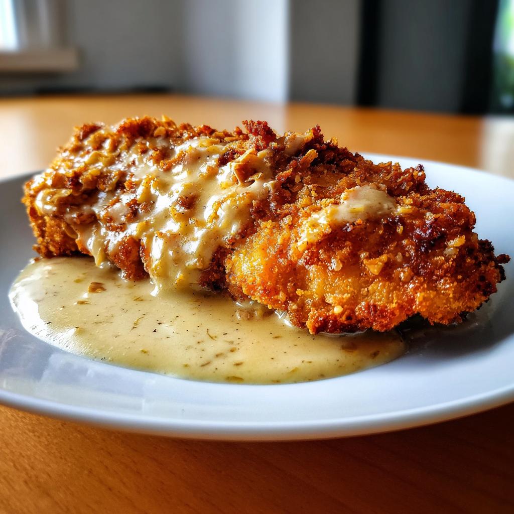 Crispy chicken in a creamy Dijon mustard sauce