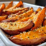 Easy Baked Garlic Parmesan Sweet Potato Wedges