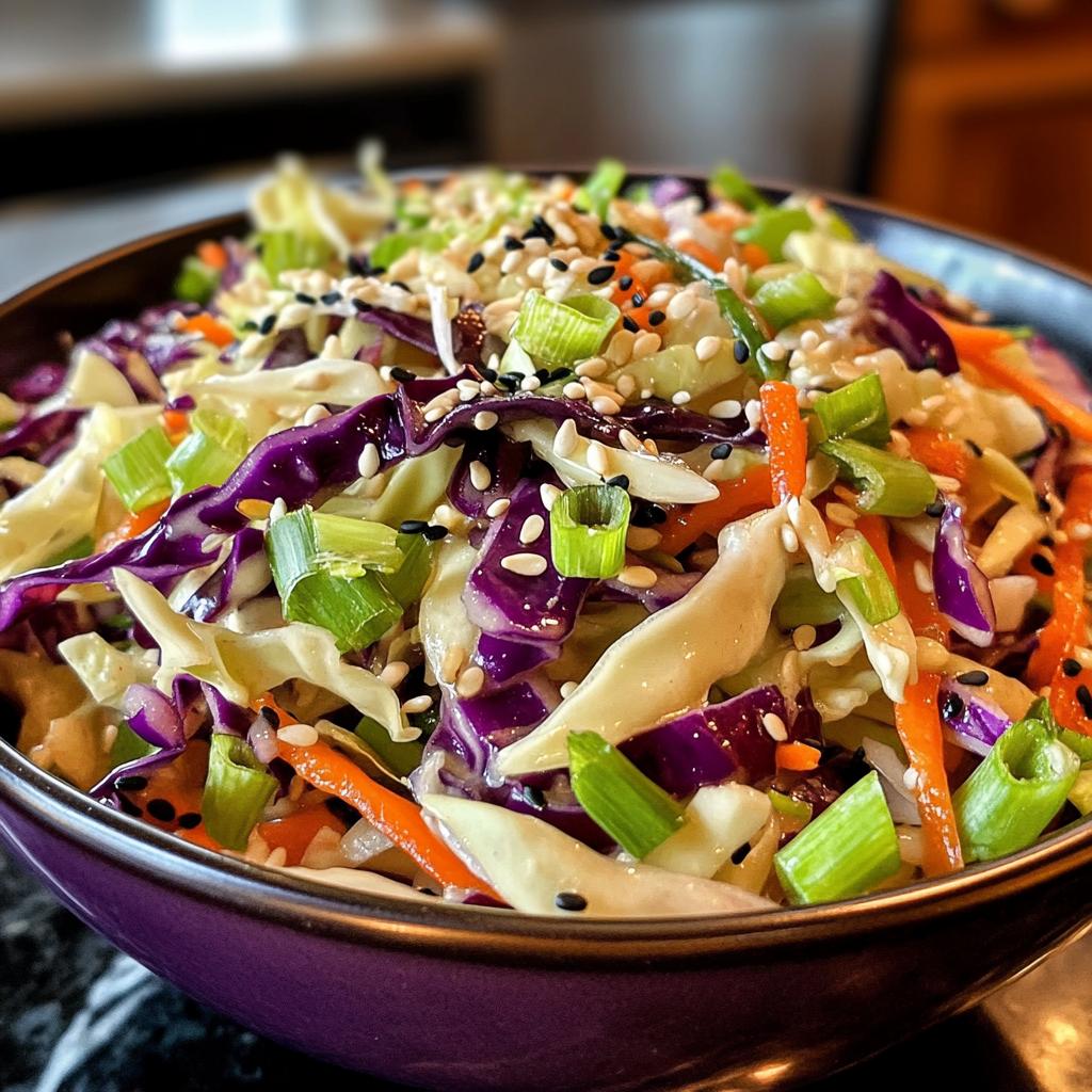 Easy Crunchy Asian Cabbage Slaw with Addictive Sesame Dressing