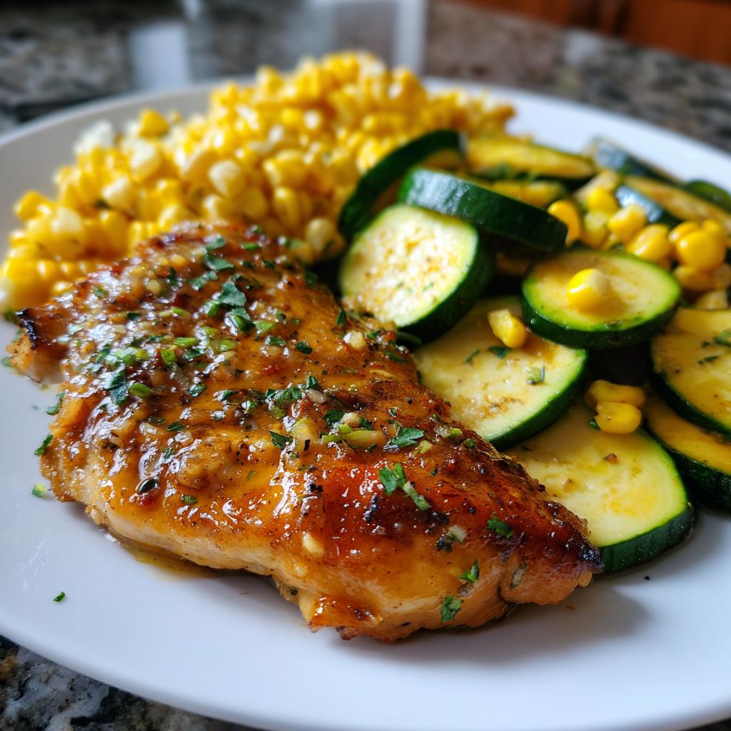 Garlic Butter Chicken with Fresh Zucchini and Sweet Corn