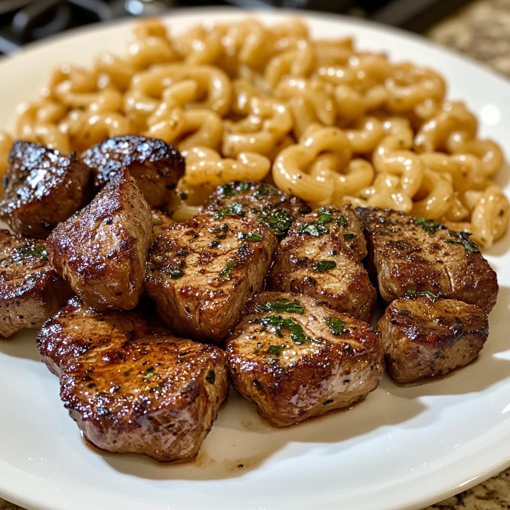 Garlic Butter Steak Bites with Chipotle Pasta