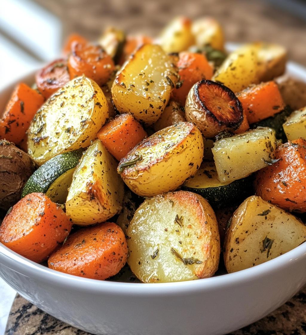 Garlic Herb Roasted Potatoes Carrots and Zucchini Recipe
