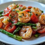 Garlic Shrimp with Fresh Tomatoes and Green Asparagus