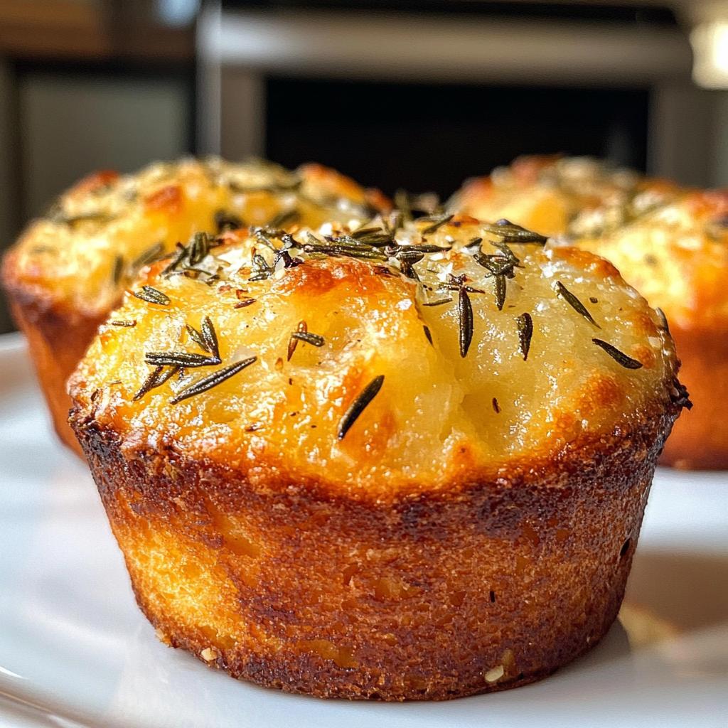Golden Crust Garlic Rosemary Focaccia Muffins