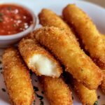 Golden, crispy mozzarella sticks served with rich marinara sauce and a creamy dip