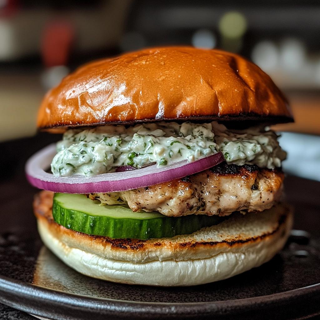 Greek Chicken Burgers with Tzatziki