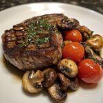 Grilled Steak with Sautéed Mushrooms and Tomatoes