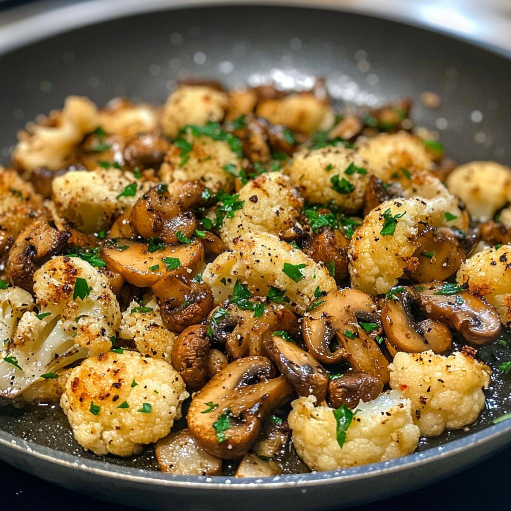 Hearty Garlic Cauliflower and Mushroom Skillet