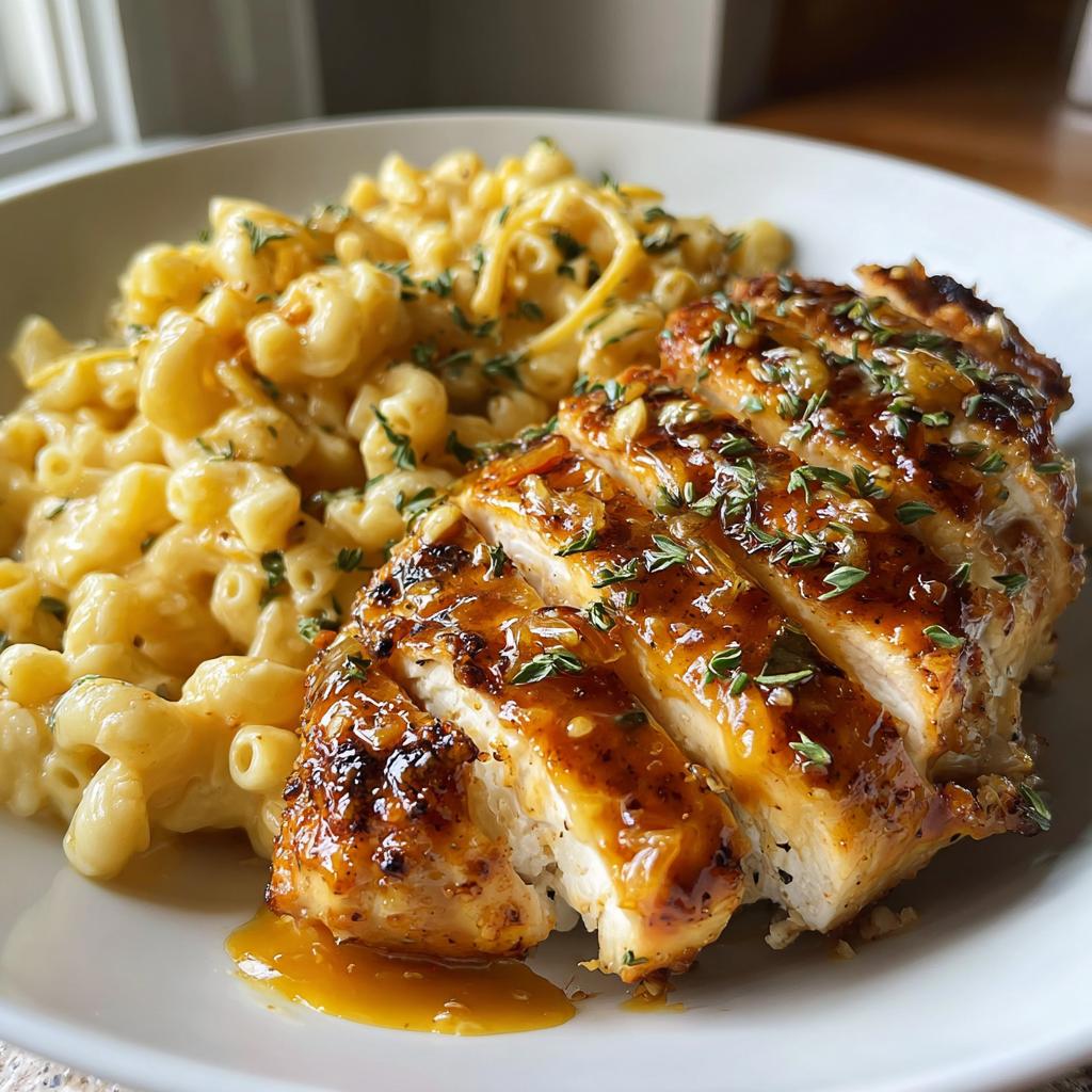 High-Protein Honey Garlic Butter Chicken with Mac & Cheese